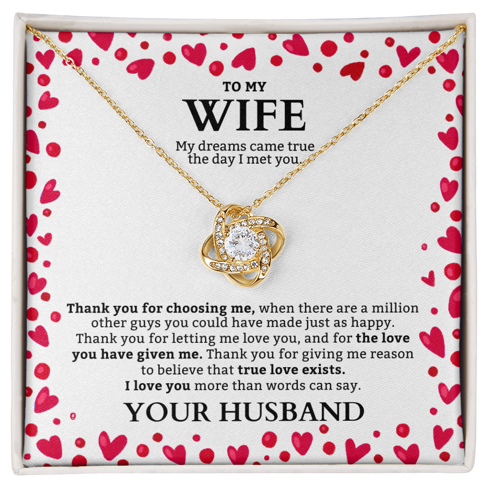 To My Wife - Thank You - Love Knot Necklace Gift