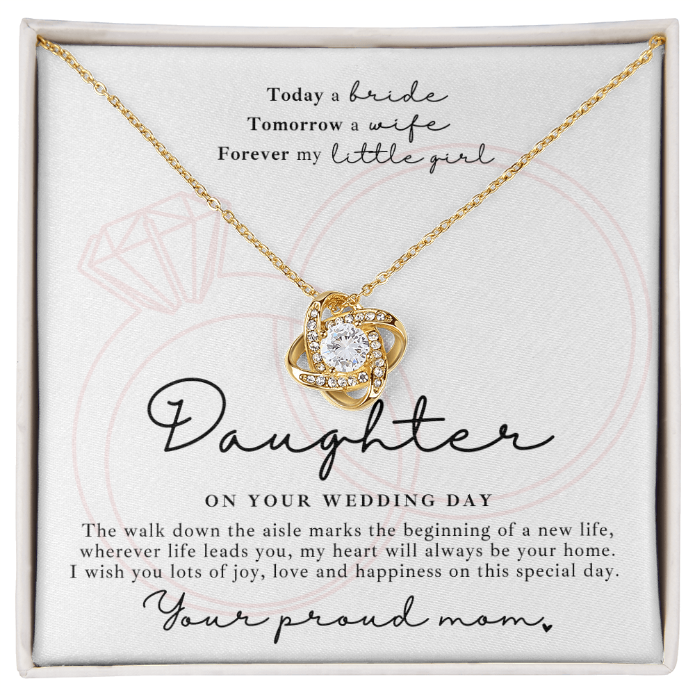 Beautiful keepsake gold necklace for daughters from Mom on their wedding day.