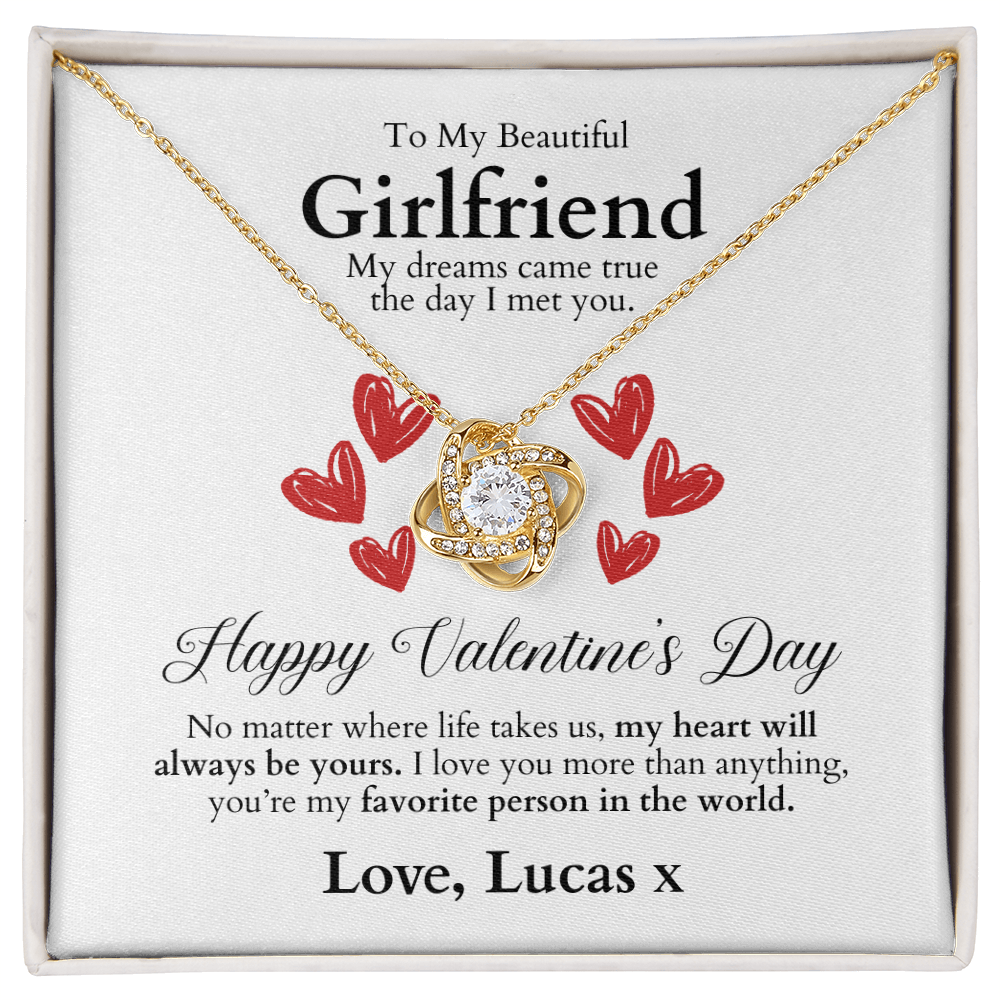 To My Beautiful Girlfriend - Love Knot Necklace - Valentine's Gift