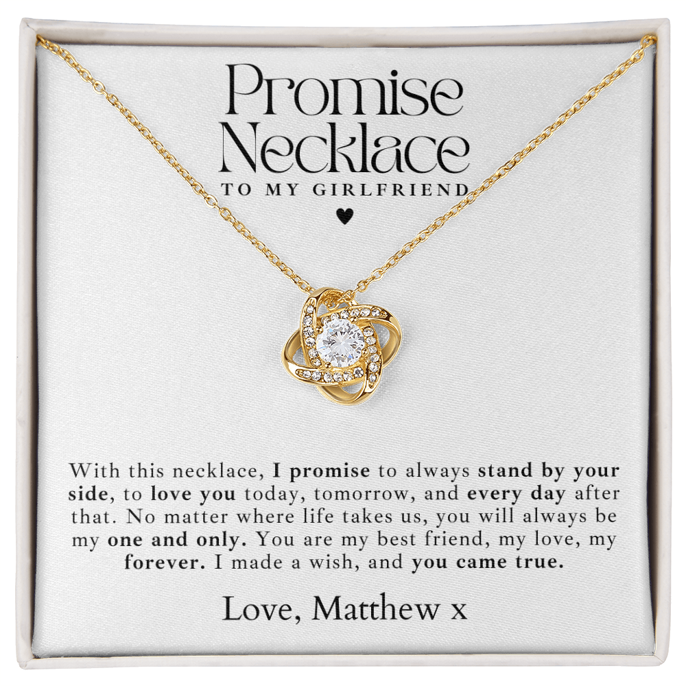 Promise Necklace For Girlfriends - Love Knot + Message Gift