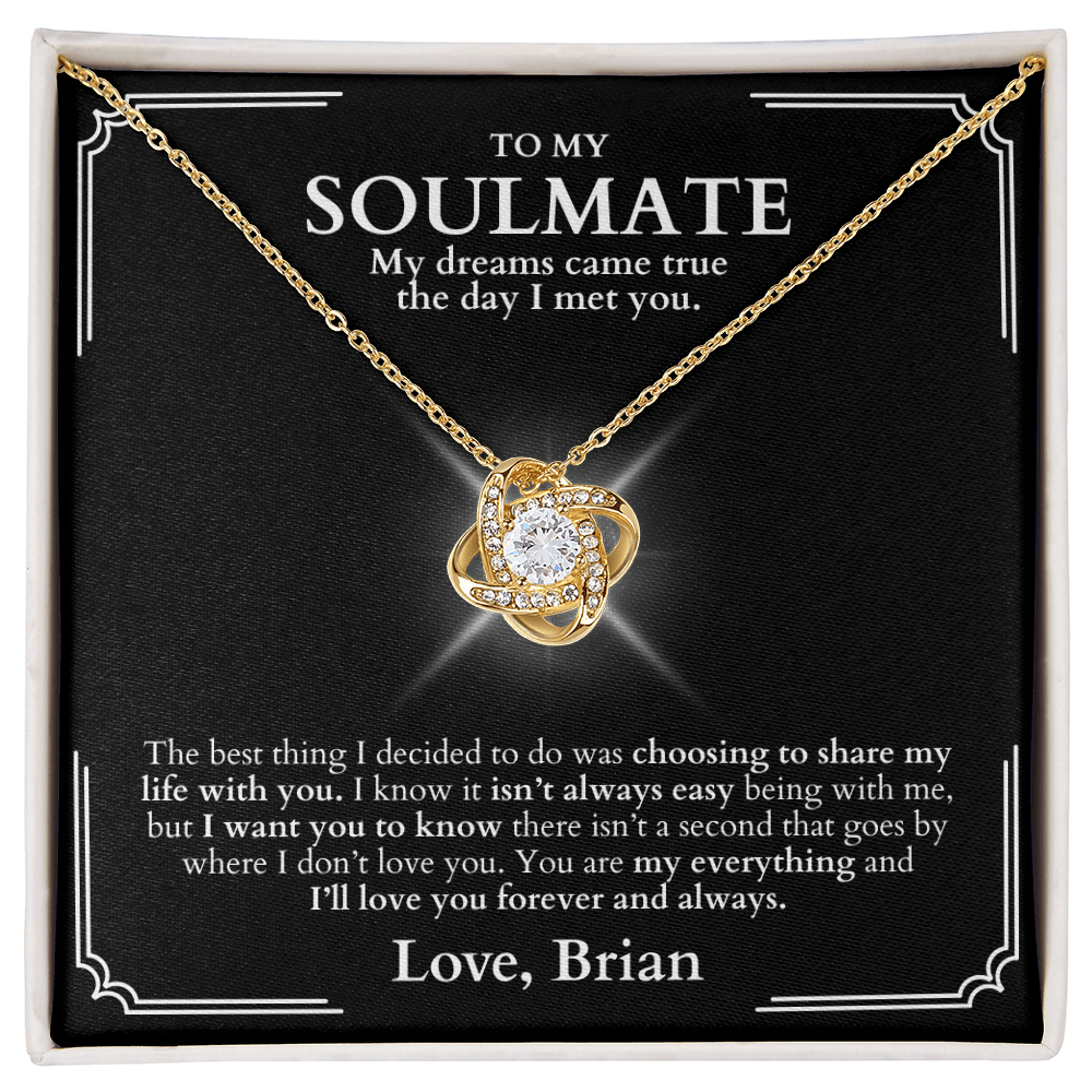 To My Soulmate - Love Knot Necklace + Message Gift