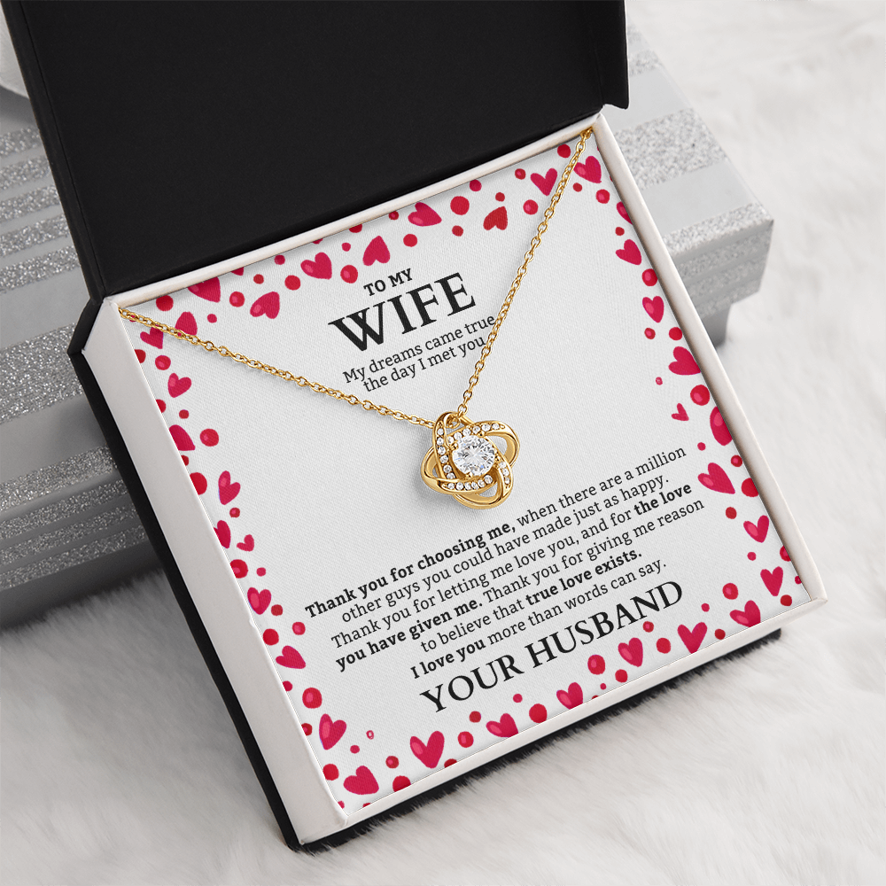 To My Wife - Thank You - Love Knot Necklace Gift