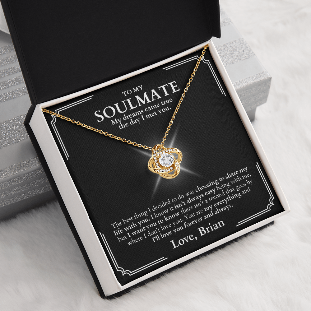 To My Soulmate - Love Knot Necklace + Message Gift