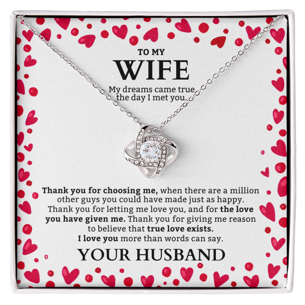 To My Wife - Thank You - Love Knot Necklace Gift