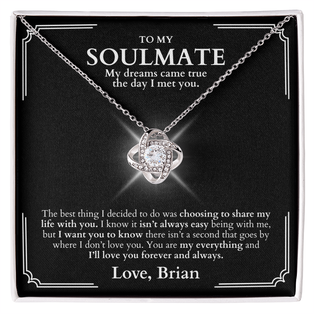 To My Soulmate - Love Knot Necklace + Message Gift