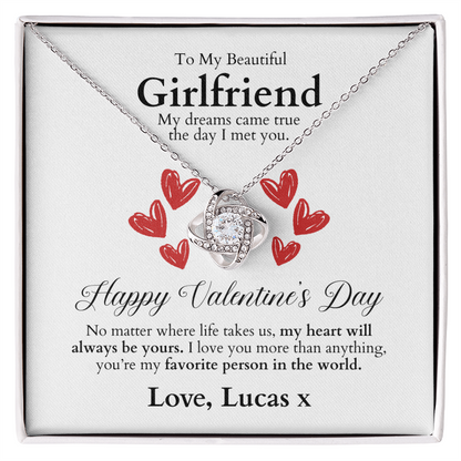 To My Beautiful Girlfriend - Love Knot Necklace - Valentine's Gift