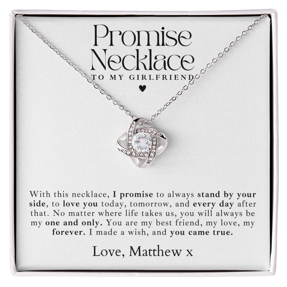 Promise Necklace For Girlfriends - Love Knot + Message Gift