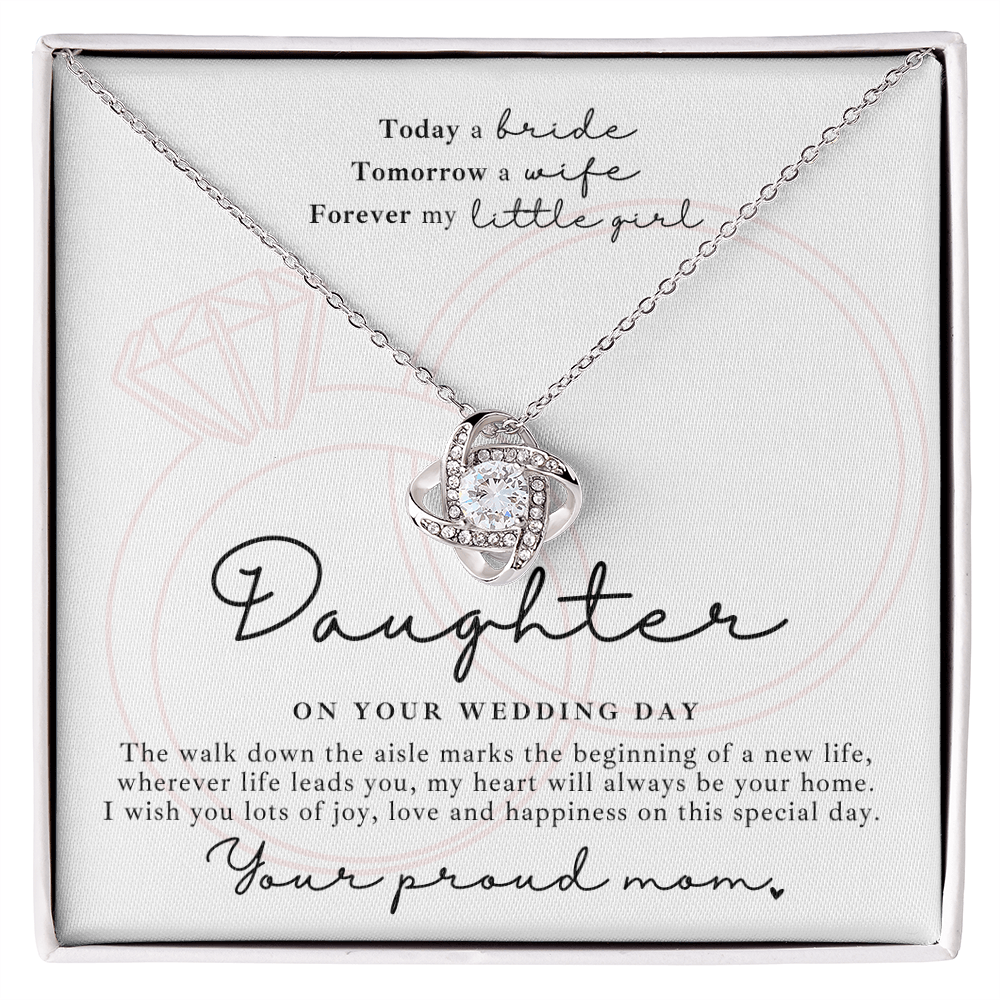 Beautiful keepsake silver necklace for daughters from Mom on their wedding day.