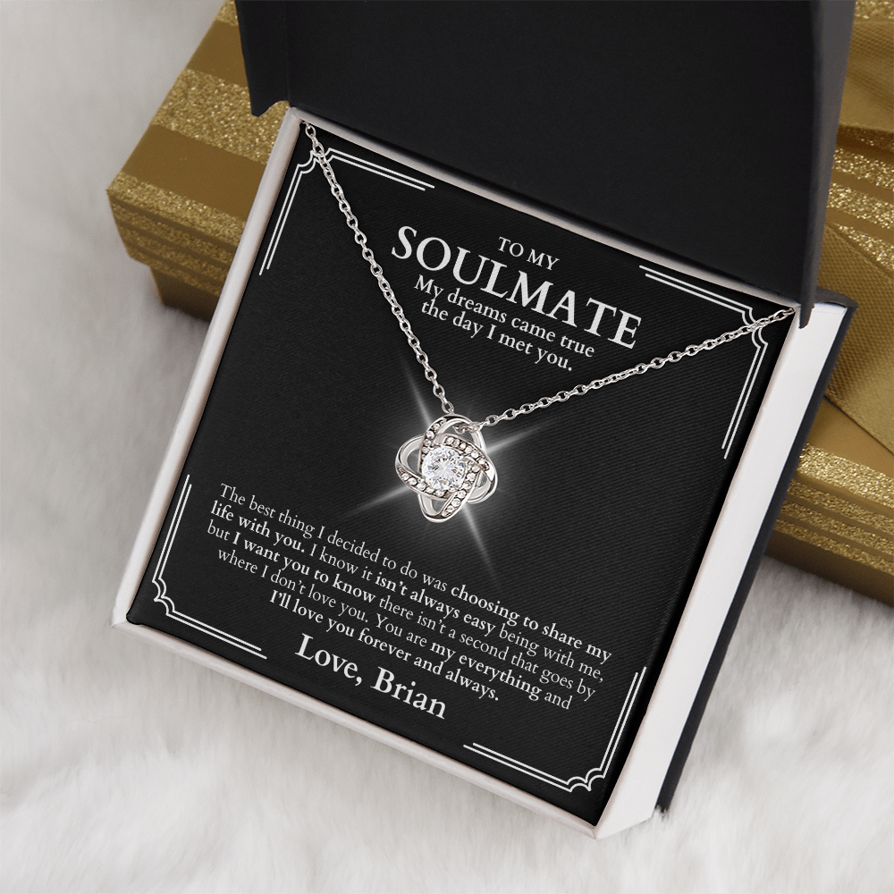 To My Soulmate - Love Knot Necklace + Message Gift