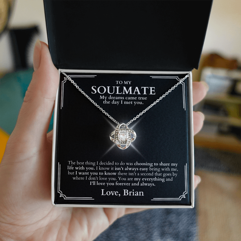 To My Soulmate - Love Knot Necklace + Message Gift