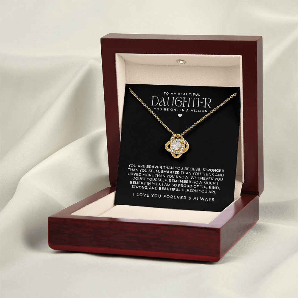 To my beautiful daughter necklace gift in a wooden luxury gift box and message card included.