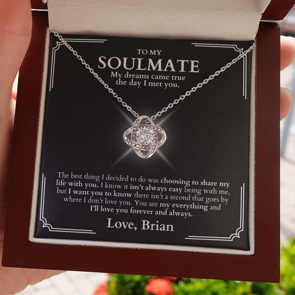 To My Soulmate - Love Knot Necklace + Message Gift