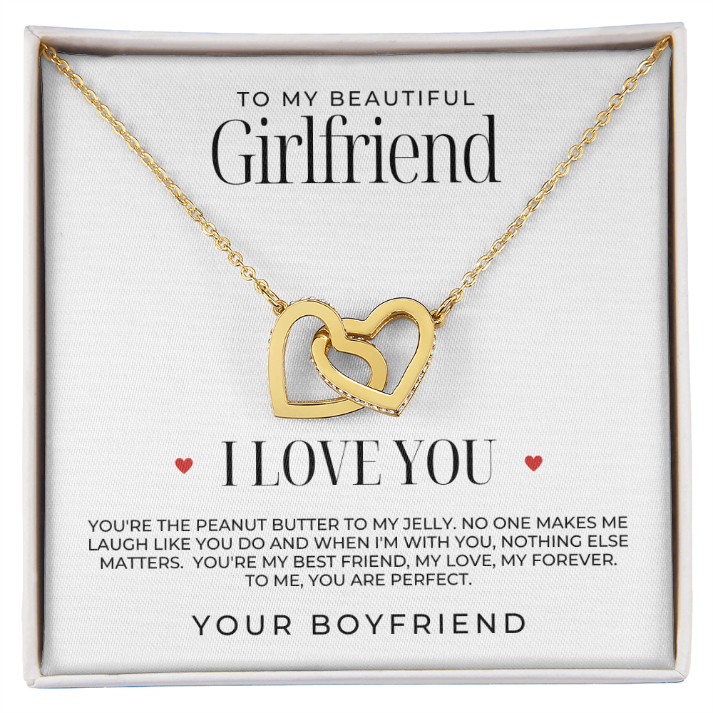 Valentine’s Day Necklace for GF - Gold Hearts Necklace for Girlfriend with Message Card