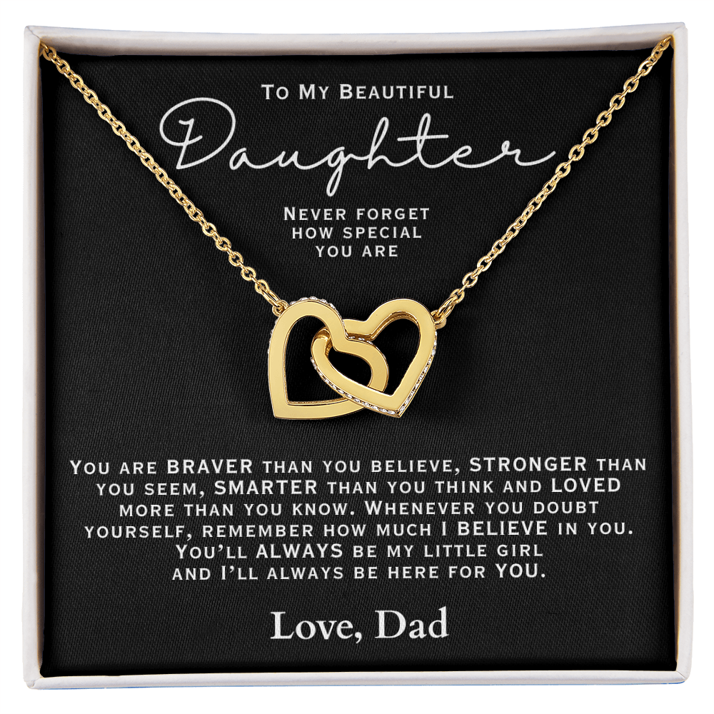 To My Beautiful Daughter - Hearts Necklace + Message