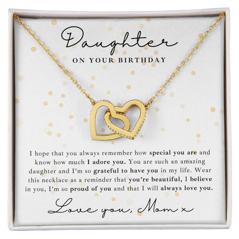 meaningful gold necklace to my daughter from mom birthday gift with loving message card. 