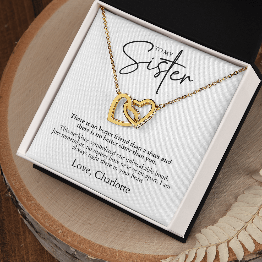 Interlocking Hearts Necklace - To My Sister Gift