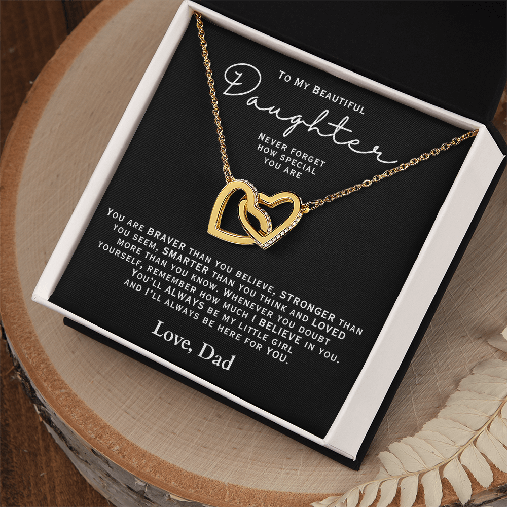 To My Beautiful Daughter - Hearts Necklace + Message