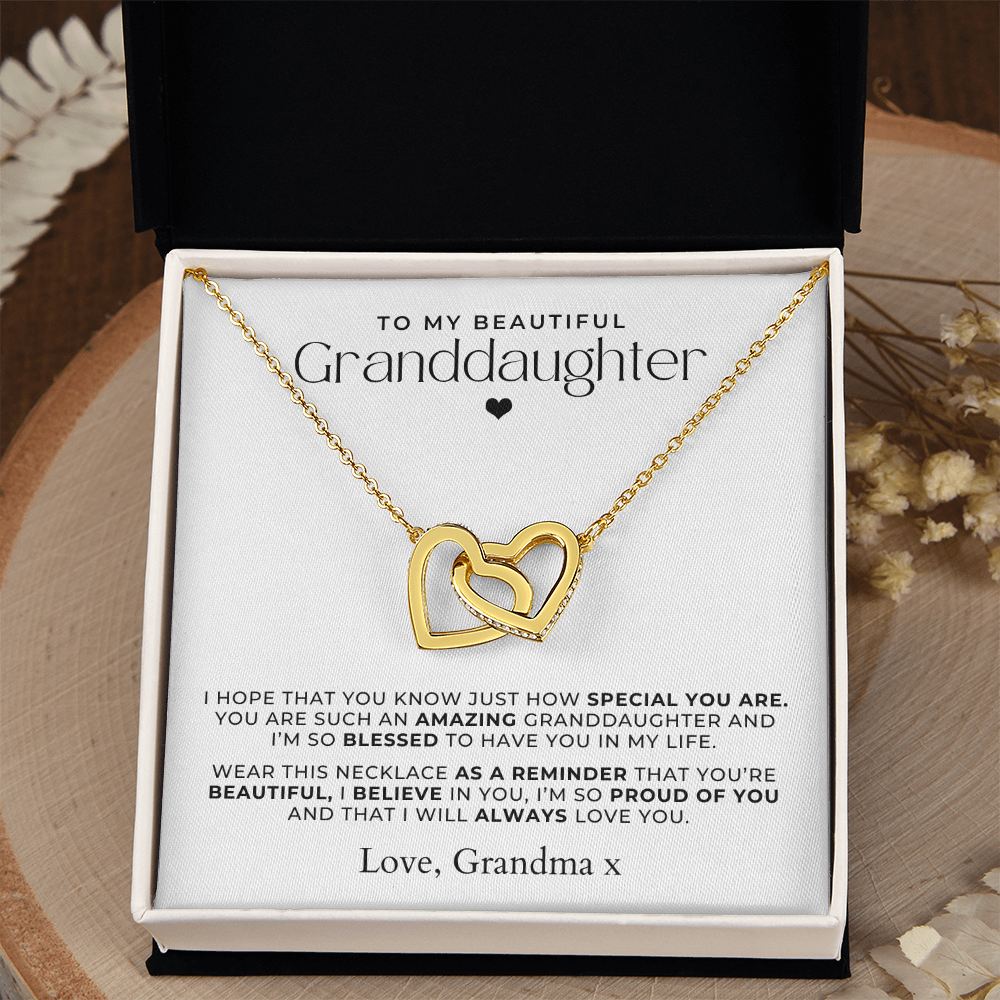 granddaughter necklace gift set and message card