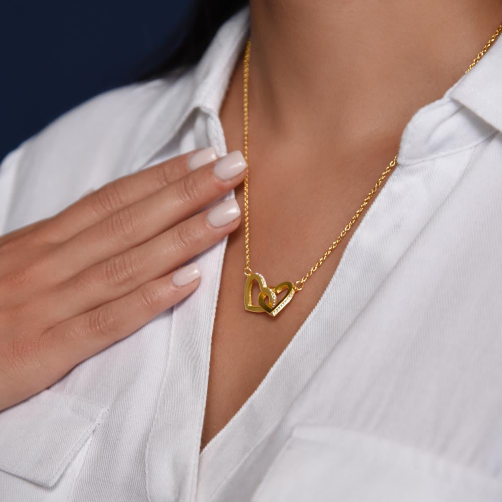 Gold Interlocking Hearts Mother Daughter Necklace