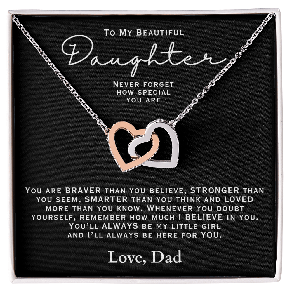 To My Beautiful Daughter - Hearts Necklace + Message