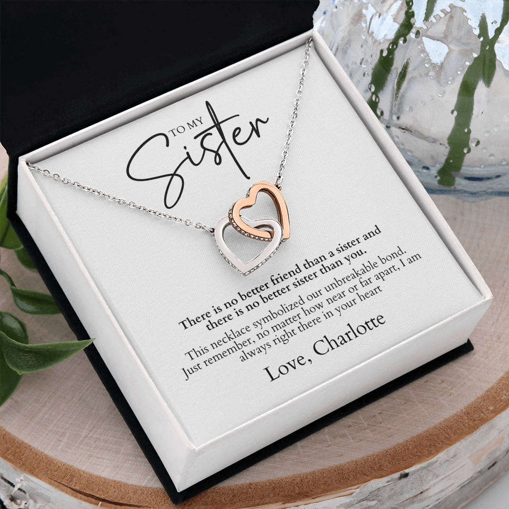 Interlocking Hearts Necklace - To My Sister Gift