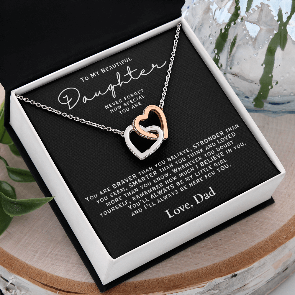 To My Beautiful Daughter - Hearts Necklace + Message