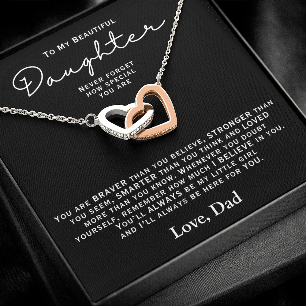 To My Beautiful Daughter - Hearts Necklace + Message