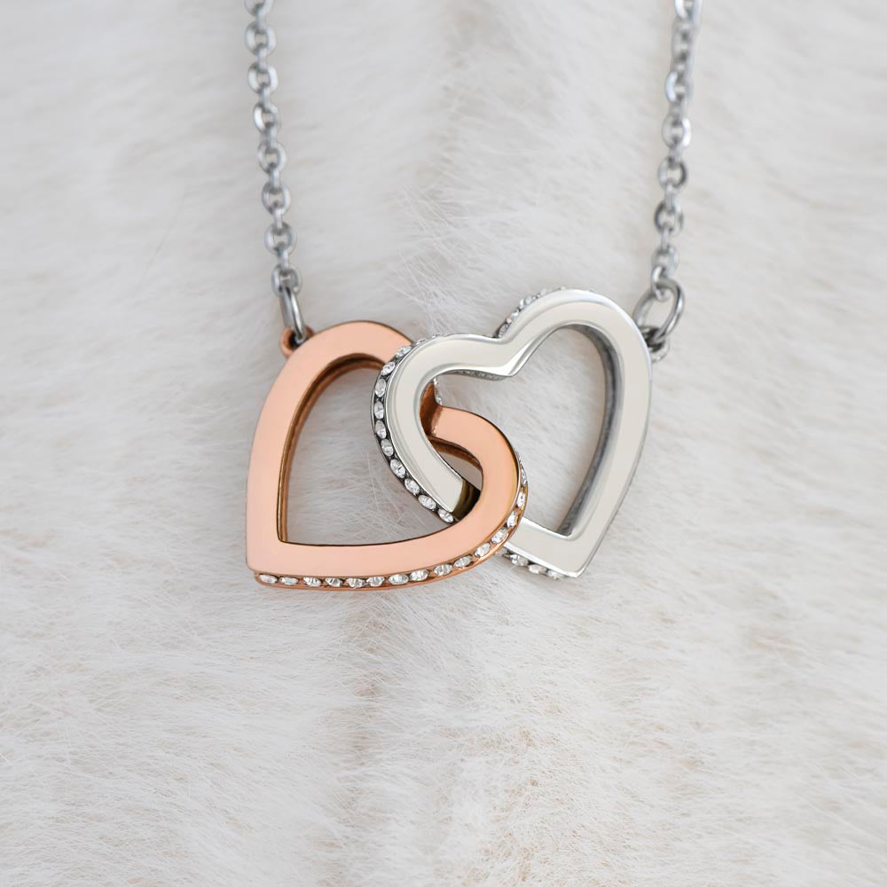 Necklace for GF - silver and rose gold Hearts Necklace for Girlfriend with Message Card