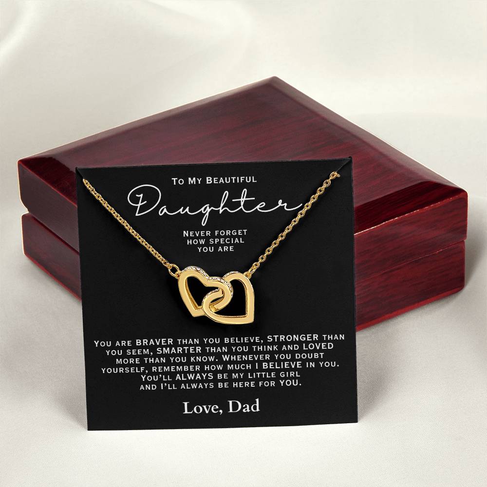 To My Beautiful Daughter - Hearts Necklace + Message