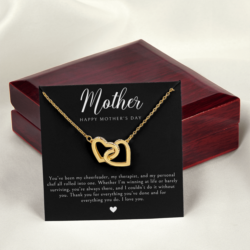 Mother's Day Necklace - Gold Hearts - 'Mother'