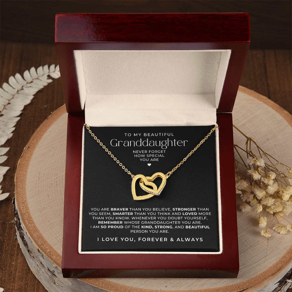 gold necklace to my beautiful granddaughter, message card jewelry gift. The outlander Gifts.