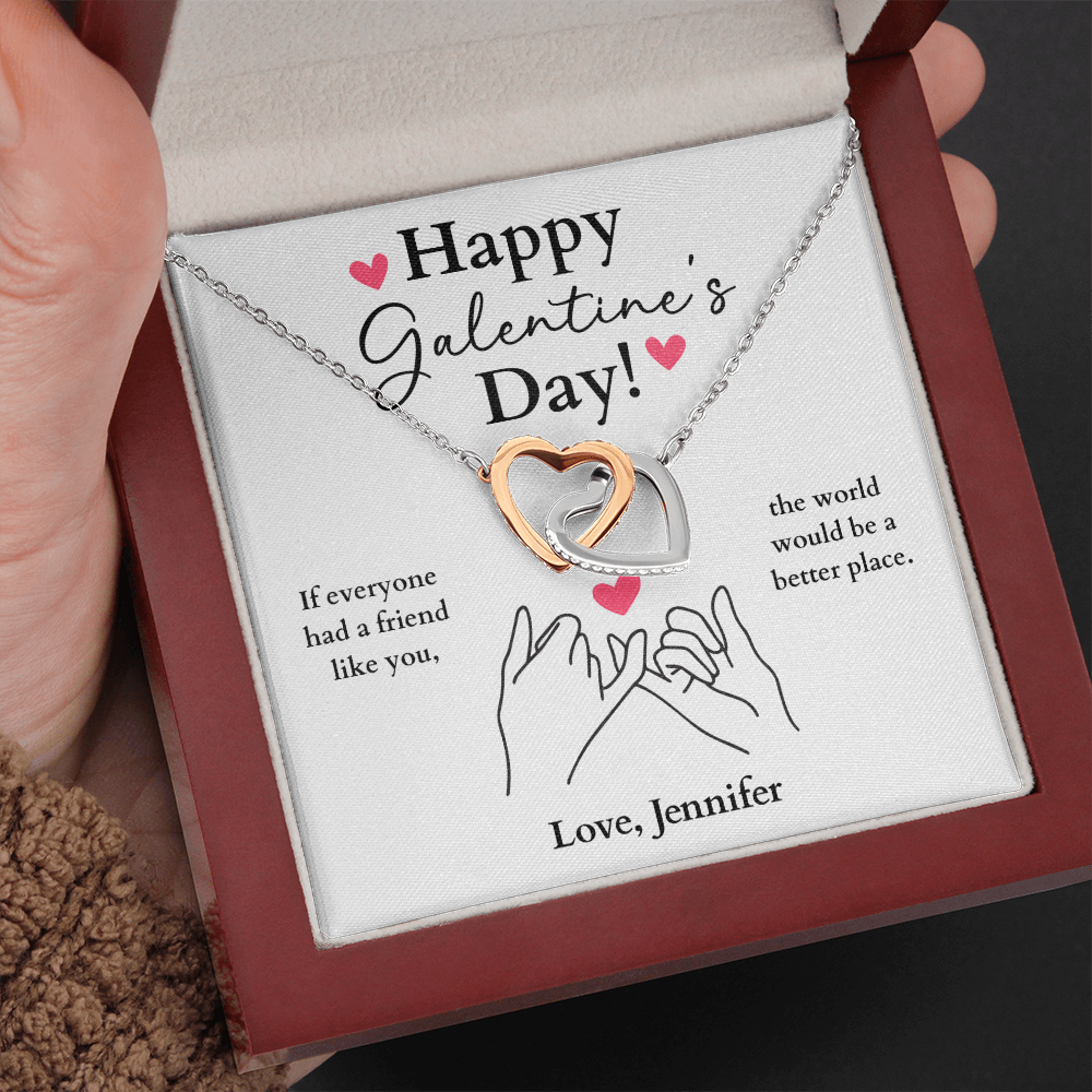 Happy Galentine's Day Necklace Gift + Message