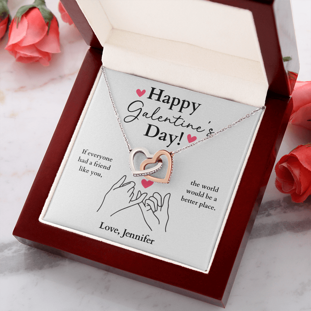 Happy Galentine's Day Necklace Gift + Message