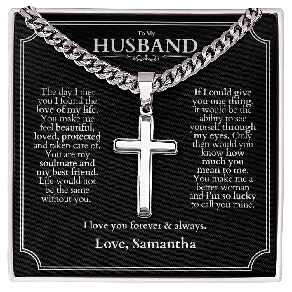 Cross Necklace Gift - To My Husband