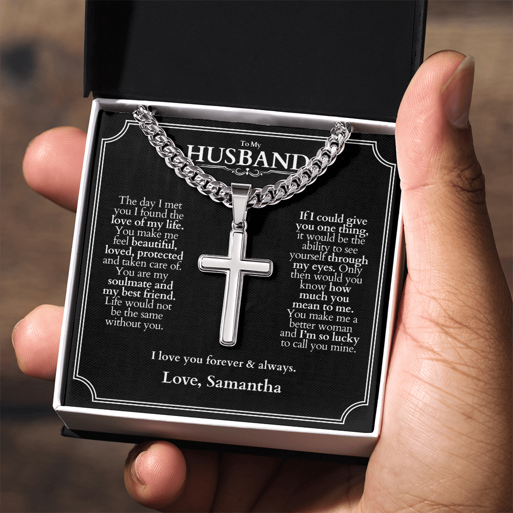 Cross Necklace Gift - To My Husband