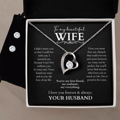 To My Wife Necklace & Earring Gift Set - Forever Love