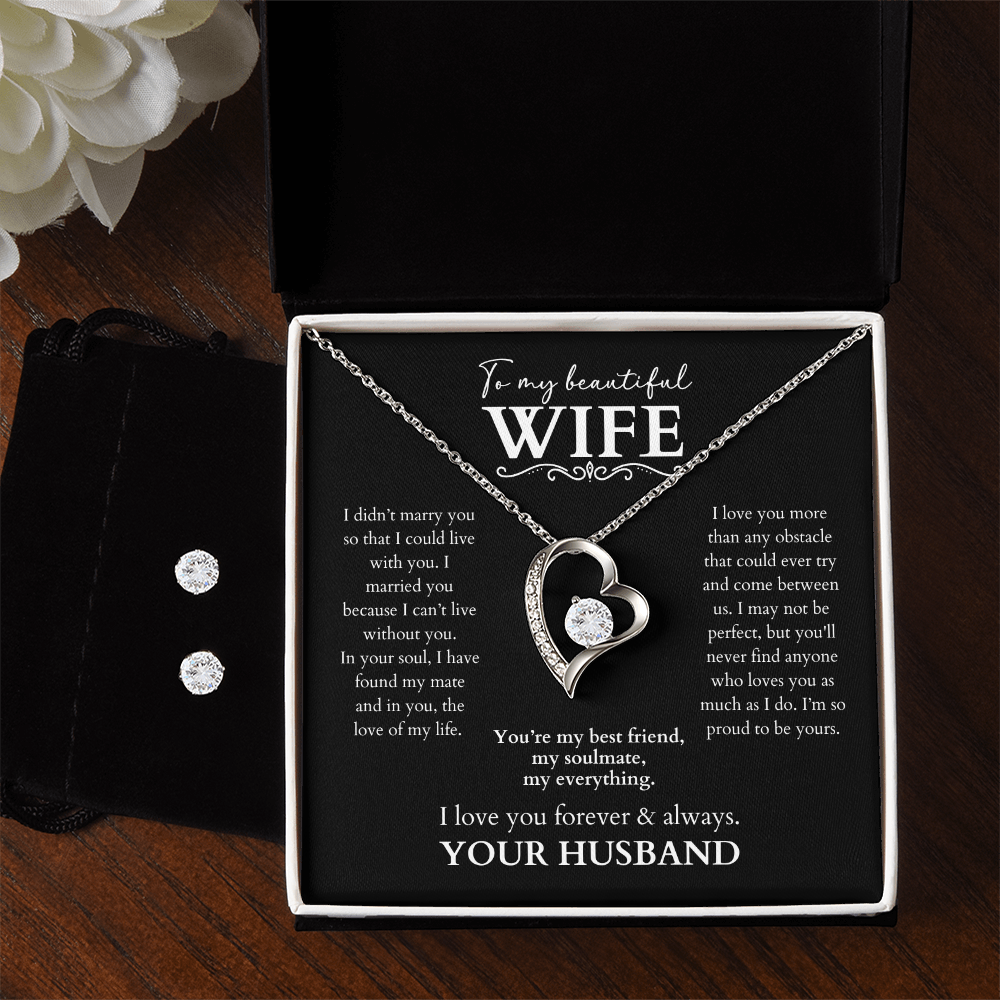 To My Wife Necklace & Earring Gift Set - Forever Love