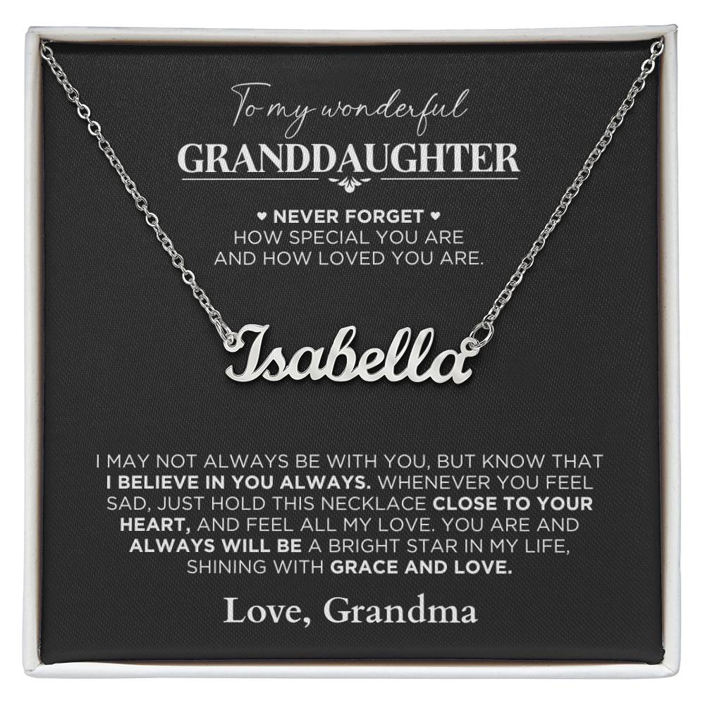 Name Necklace Gift For Granddaughter - Never Forget