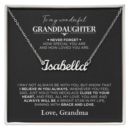 Name Necklace Gift For Granddaughter - Never Forget