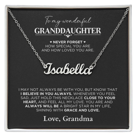 Name Necklace Gift For Granddaughter - Never Forget