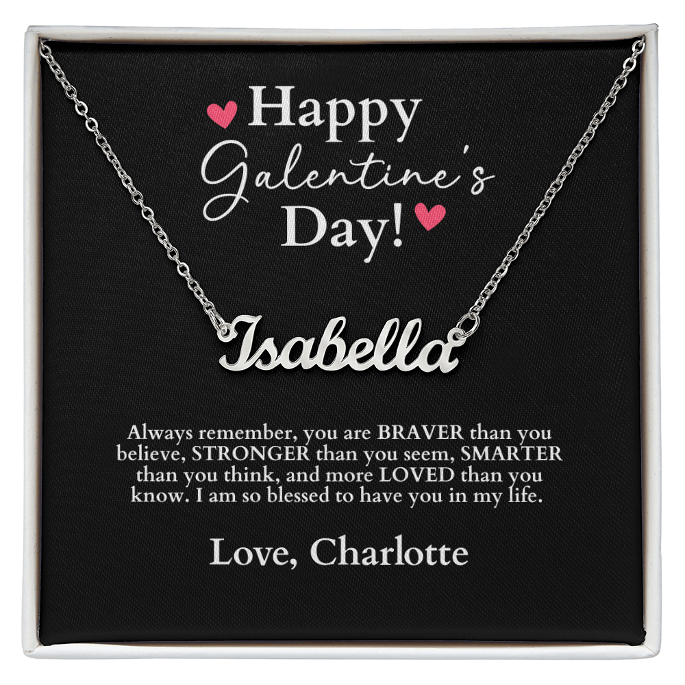 Happy Galentine's Day - Name Necklace Gift + Message