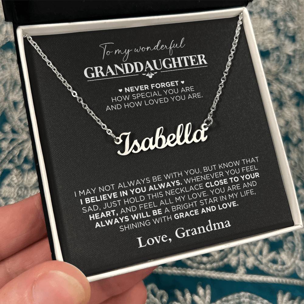 Name Necklace Gift For Granddaughter - Never Forget