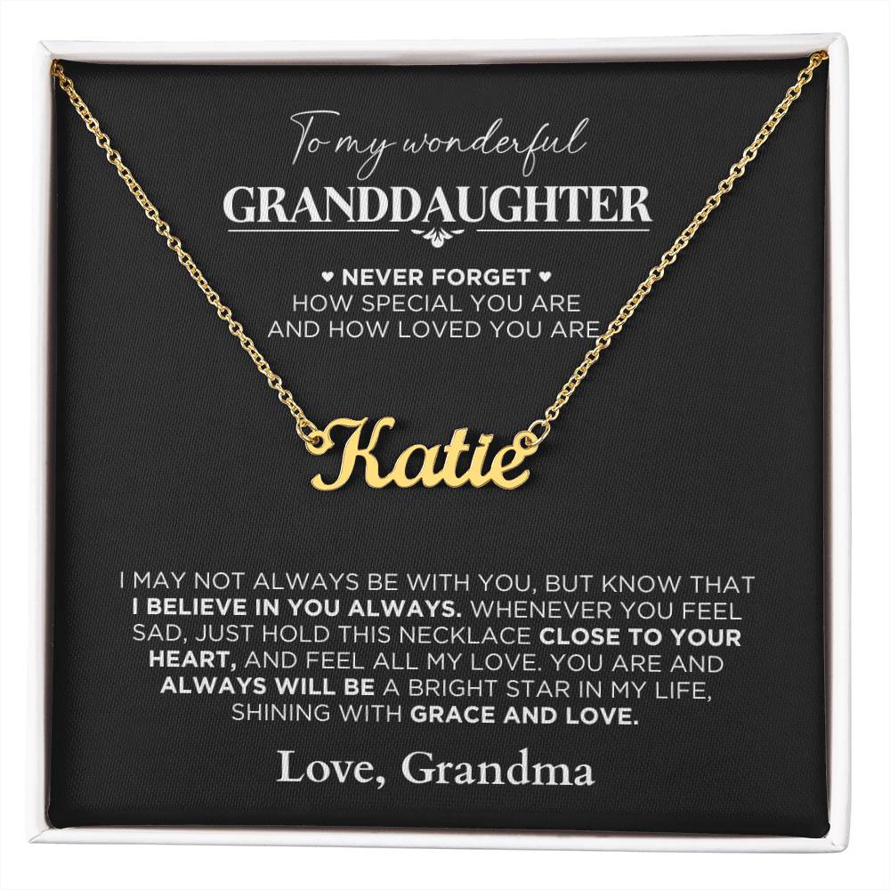 Name Necklace Gift For Granddaughter - Never Forget