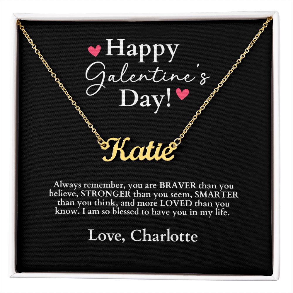 Happy Galentine's Day - Name Necklace Gift + Message