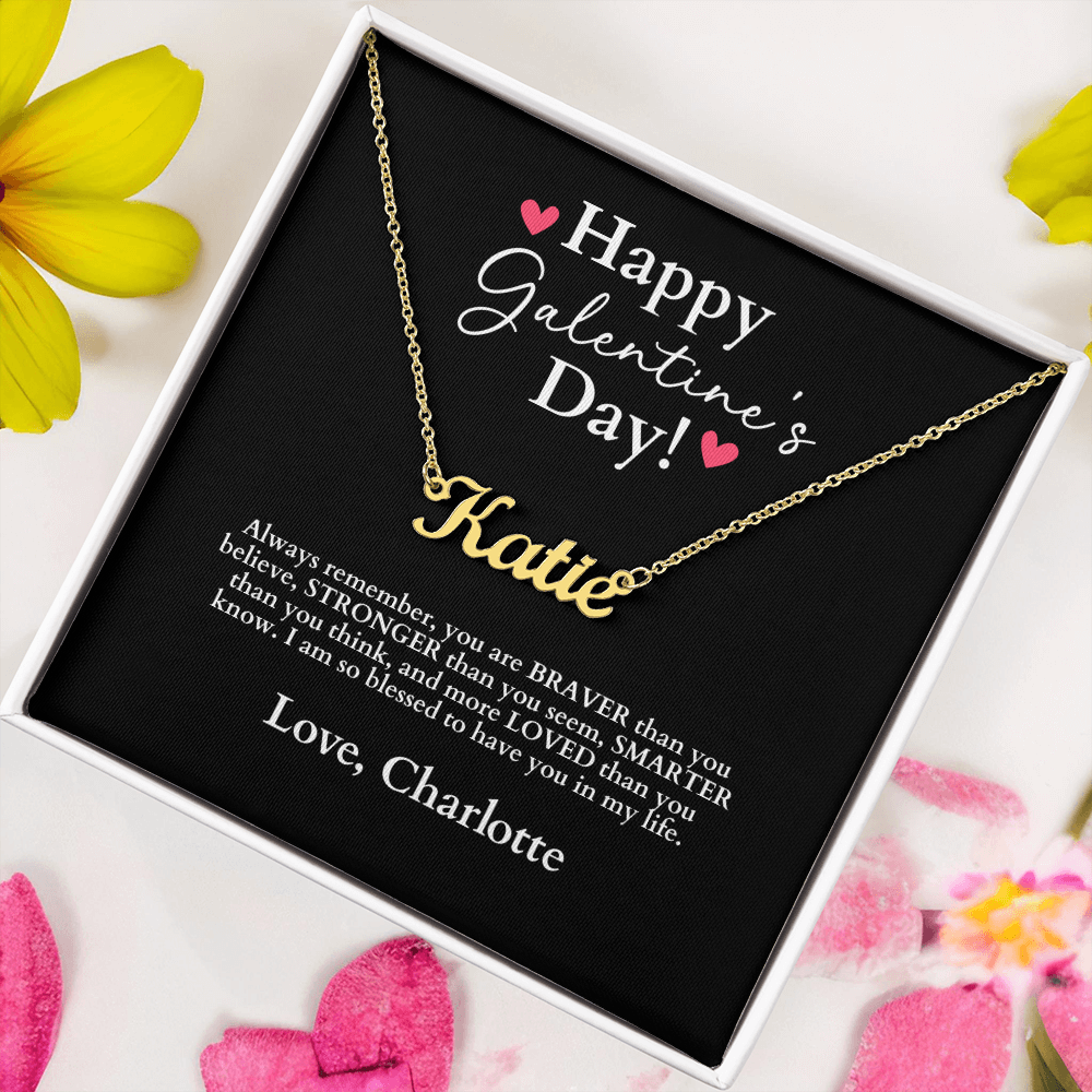 Happy Galentine's Day - Name Necklace Gift + Message