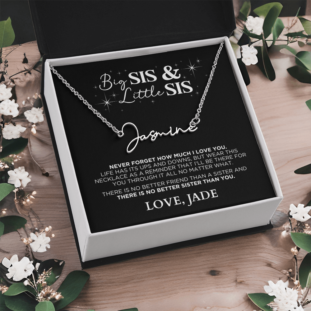 Big Sister Little Sister - Signature Name Necklace Gift