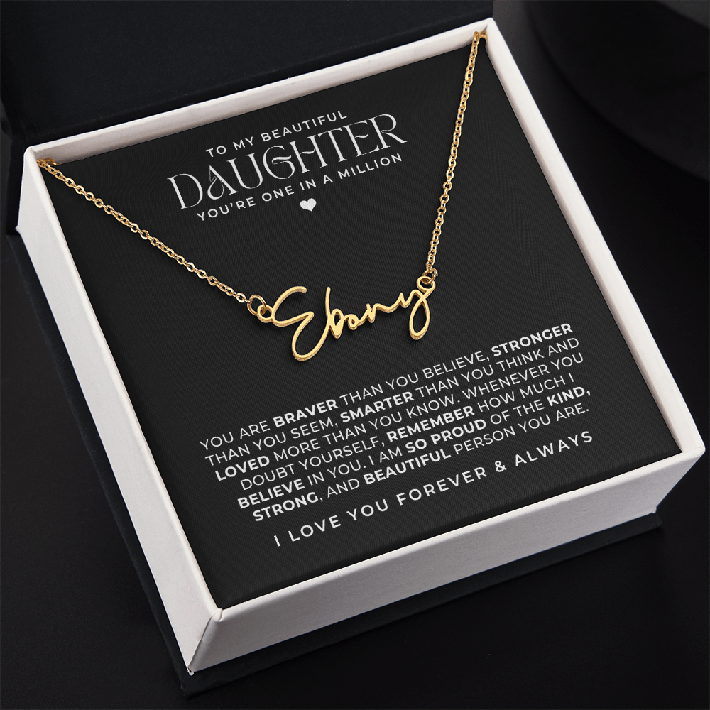 gold signature name necklace gift for daughter