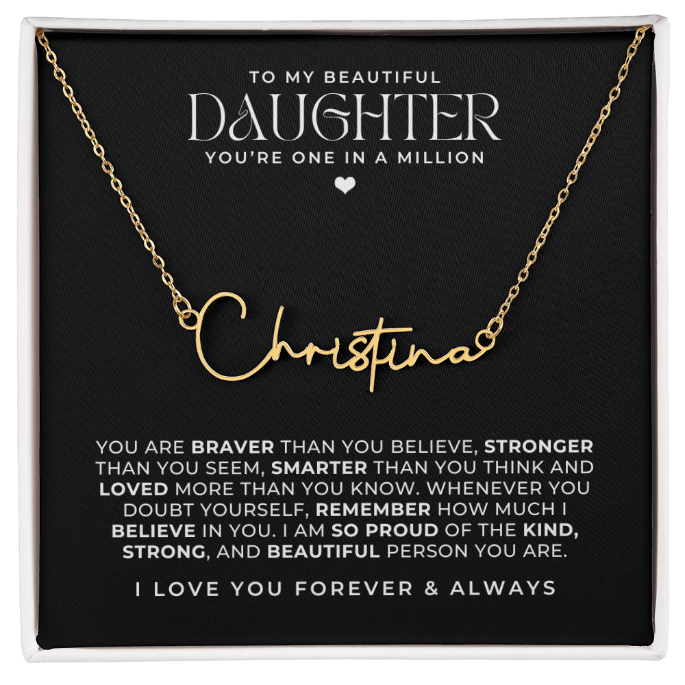 Gold Signature Name Necklace Gift For Daughter