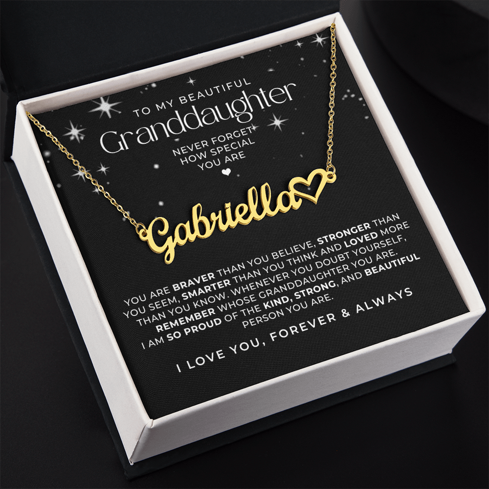 gold necklace for granddaughter, message card included from grandma  or grandpa