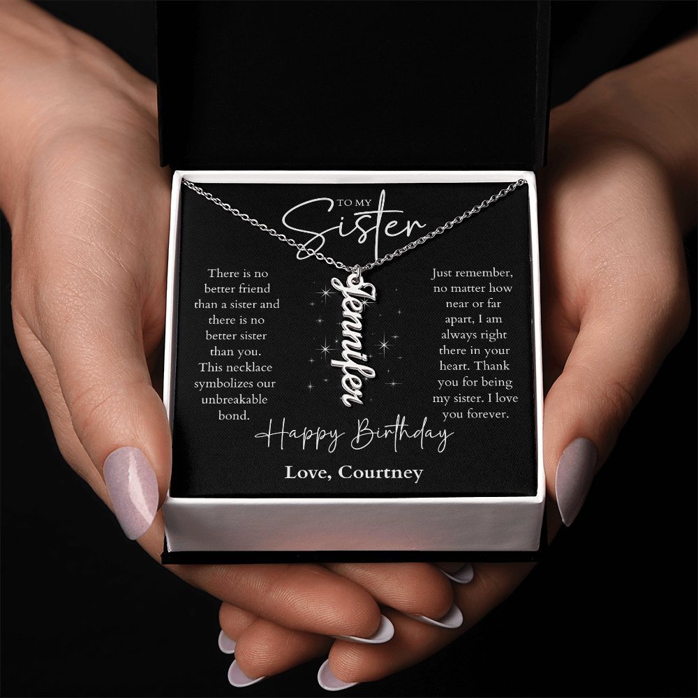 Vertical Name Necklace - To My Sister - Birthday Gift